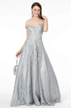 GLS By Gloria - GL2944 Embroidered Sequin Off-Shoulder Gown