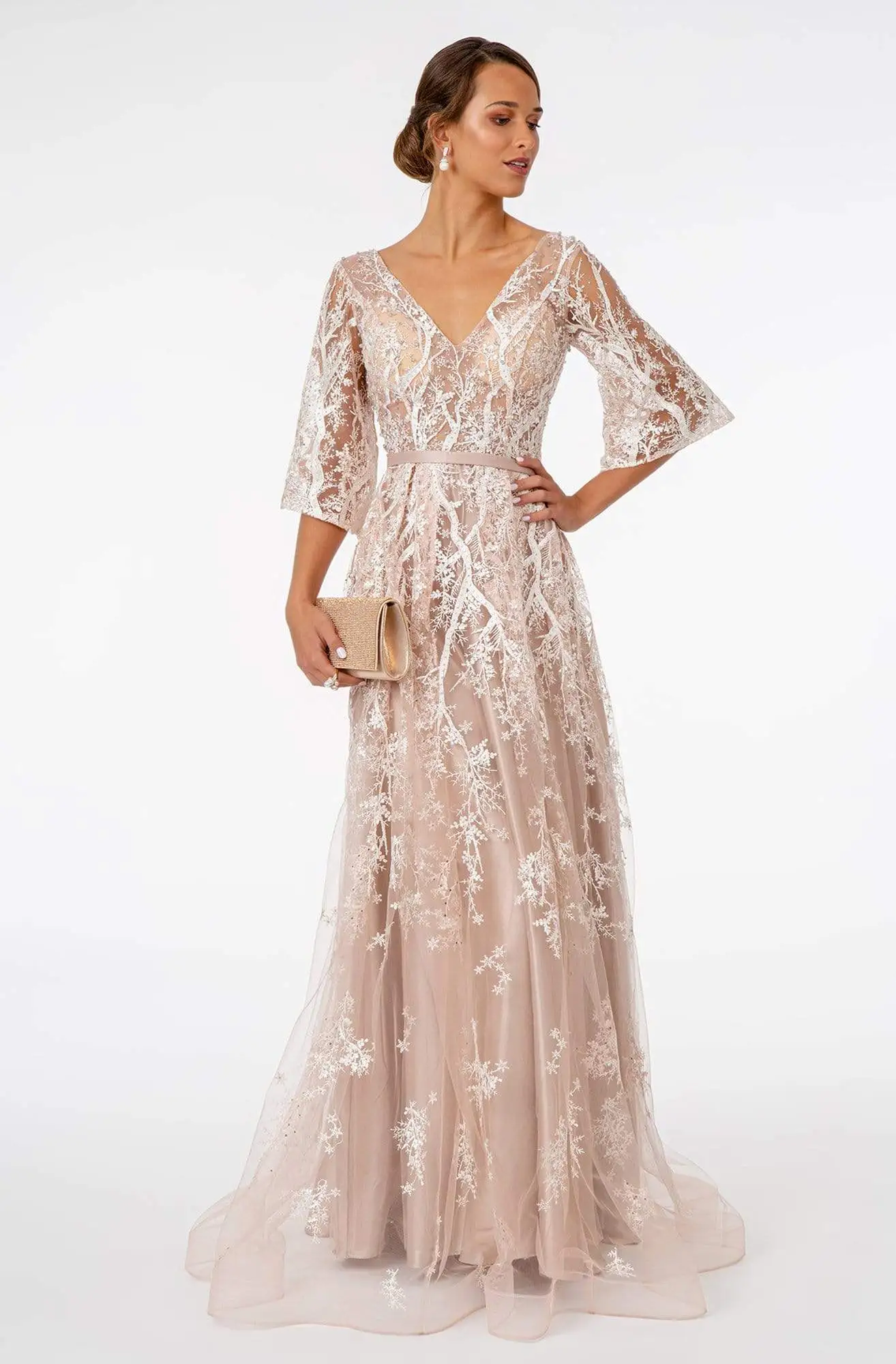 GLS By Gloria - GL2973 Embroidered V-Neck A-Line Dress 5 GLS By Gloria - GL2973 Embroidered V-Neck A-Line Dress - Image 5