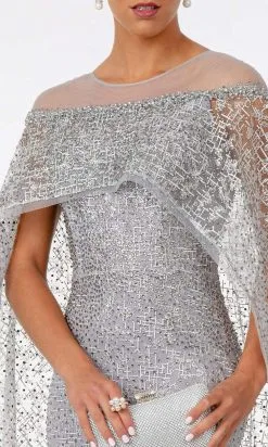 GLS By Gloria - GL2977 Embellished Lace Dress With Attached Cape -Hot Sale WEDDING Store gls by gloria gl2977 embellished lace dress with attached cape mother of the bride dresses 28839872364627
