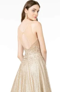 GLS By Gloria - GL2992 Glitter Ombre Deep V-Neck A-Line Gown -Hot Sale WEDDING Store gls by gloria gl2992 glitter ombre deep v neck a line gown prom dresses 14004035027027