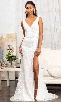 GLS By Gloria GL3008 - Cowl Back Sequin Evening Dress -Hot Sale WEDDING Store gls by gloria gl3008 cowl back sequin evening dress special occasion dress xs ivory 30104681185363