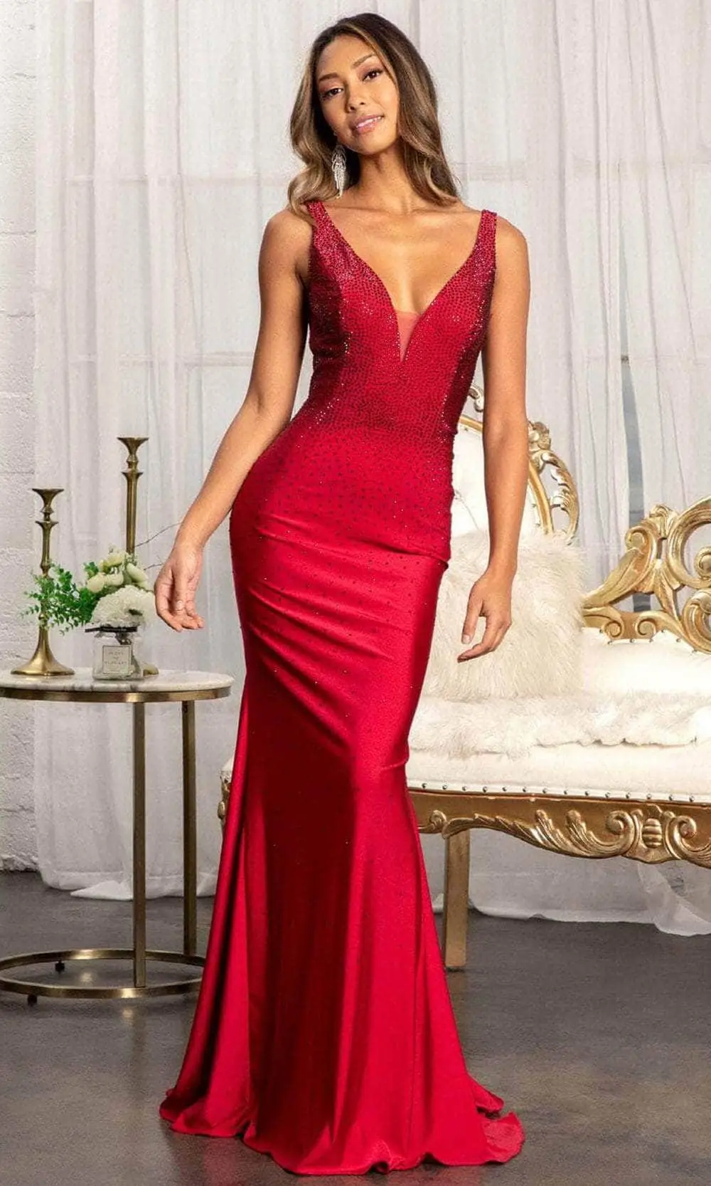 GLS By Gloria GL3037 - Plunging V-Neck Wide Open V-Back Mermaid Dress 5 GLS By Gloria GL3037 - Plunging V-Neck Wide Open V-Back Mermaid Dress - Image 5