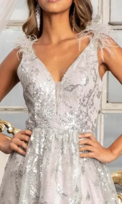 GLS By Gloria GL3048 - Sleeveless Feather A-line Dress -Hot Sale WEDDING Store gls by gloria gl3048 sleeveless feather a line dress prom dresses 30134573989971