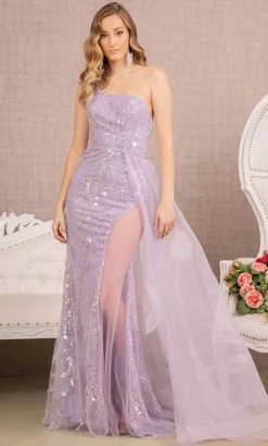 GLS By Gloria GL3116 - Side Tulle Overskirt Prom Gown