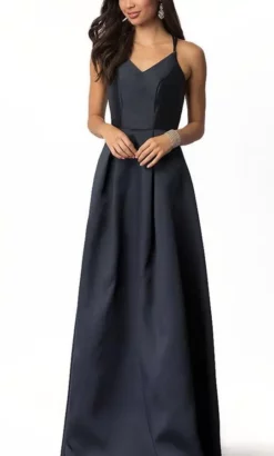 Harper And Lemon - 22262 Dual Crisscross-Strapped Mikado Long Gown