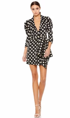 Ieena Duggal - 26499 Quarter Sleeve Polkadot Sheath Dress