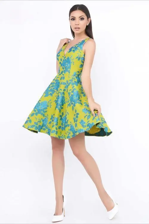 Ieena Duggal - V Neck Dress Style 8875I 1 Ieena Duggal - V Neck Dress Style 8875I