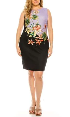 ILE Clothing - SCP891 Floral Printed Sheath Short Dress