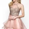 Blush By Alexia Designs Intrigue - 472 Glittering Metallic Lace Tulle A-line Dress