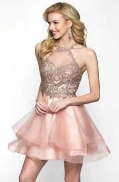Blush By Alexia Designs Intrigue - 472 Glittering Metallic Lace Tulle A-line Dress