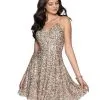 Blush By Alexia Designs Intrigue By Blush - 602 Strappy Sequined V-Neck Cocktail Dress