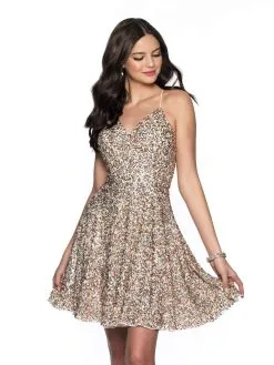 Blush By Alexia Designs Intrigue By Blush - 602 Strappy Sequined V-Neck Cocktail Dress