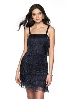 Blush By Alexia Designs Intrigue By Blush - 637 Beaded Straight Neck Sheath Dress