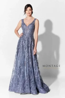 Ivonne D By Mon Cheri - 120D10 Embroidered Lace Pleated A-Line Gown