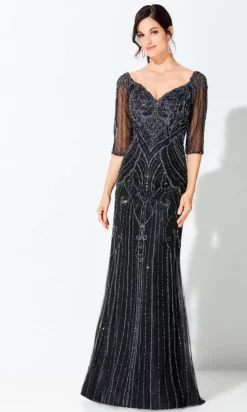Ivonne D By Mon Cheri 220D32 - Illusion Sleeve Evening Gown