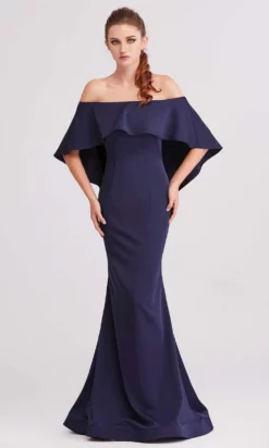 J'Adore Dresses - J15010 Off Shoulder Satin Mermaid Gown -Hot Sale WEDDING Store j adore j15010 off shoulder satin mermaid gown evening dresses 2 navy 15899636072531