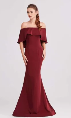 J'Adore Dresses - J15010 Off Shoulder Satin Mermaid Gown -Hot Sale WEDDING Store j adore j15010 off shoulder satin mermaid gown evening dresses 2 wine 15899629846611