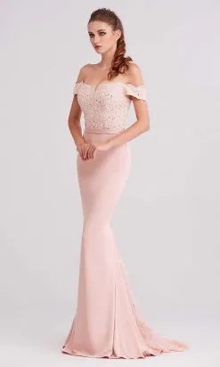 J'Adore Dresses - J15016 Off Shoulder Beaded Lace Bodice Mermaid Dress