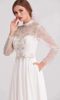 J'Adore Dresses - J15022 Beaded Long Sleeve High Neck A-line Gown -Hot Sale WEDDING Store j adore j15022 beaded long sleeve high neck a line gown evening dresses 15899112013907