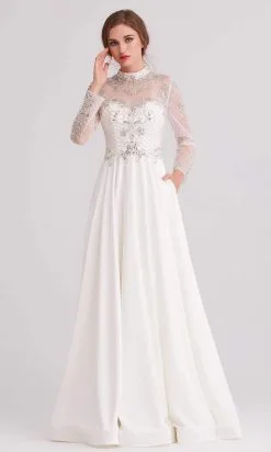 J'Adore Dresses - J15022 Beaded Long Sleeve High Neck A-line Gown -Hot Sale WEDDING Store j adore j15022 beaded long sleeve high neck a line gown evening dresses 2 ivory 28818862637139