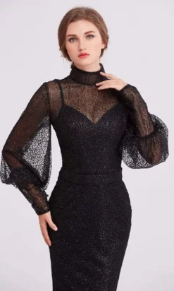 J'Adore Dresses - J15027 High Neck Bishop Sleeve Glittered Gown 7 J'Adore Dresses - J15027 High Neck Bishop Sleeve Glittered Gown -Hot Sale WEDDING Store j adore j15027 high neck bishop sleeve glittered gown mother of the bride dresses 2 black 15644976971859