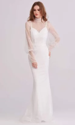 J'Adore Dresses - J15027 High Neck Bishop Sleeve Glittered Gown 6 J'Adore Dresses - J15027 High Neck Bishop Sleeve Glittered Gown -Hot Sale WEDDING Store j adore j15027 high neck bishop sleeve glittered gown mother of the bride dresses 2 ivory 15644977004627