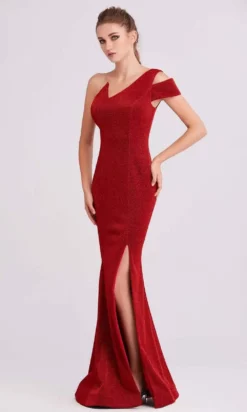 J'Adore Dresses - J15033 Asymmetric Glittered Trumpet Gown -Hot Sale WEDDING Store j adore j15033 asymmetric glittered trumpet gown evening dresses 2 wine 15647450693715
