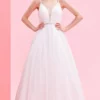 J'Adore Dresses - J16001 Sheer Plunging V Neck Sparkle Tulle Ballgown