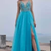 J'Adore Dresses - J16022 Beaded Deep V-neck A-line Gown