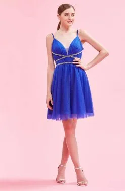 J'Adore Dresses - J16079 Embellished Plunging V-neck A-line Dress