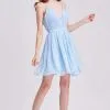J'Adore Dresses - J16090 Deep V-Neck Fitted Bodice Short A-Line Dress