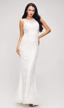 J'Adore Dresses - J17003 Sequin Fringe Sheath Dress