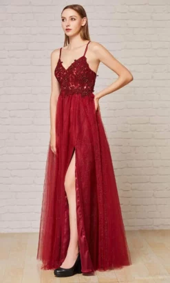 J'Adore Dresses - J18008 Lace Tulle V Neck A-line Gown -Hot Sale WEDDING Store j adore j18008 lace tulle v neck a line gown evening dresses 2 wine 15647920717907
