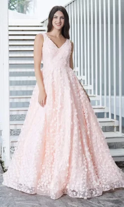 J'Adore Dresses - J20033 Floral Lace Applique A-Line Gown -Hot Sale WEDDING Store j adore j20033 floral lace applique a line gown special occasion dress 2 pink 29358271168595