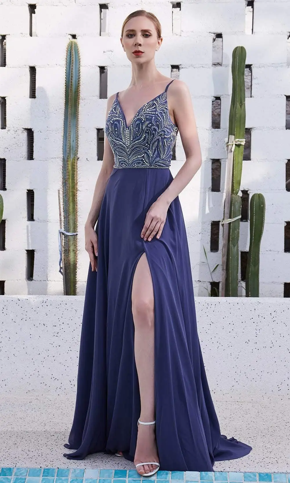 J'Adore Dresses - JM103 V-Neck Crystal Beaded Bodice Chiffon A-Line Gown 1 J'Adore Dresses - JM103 V-Neck Crystal Beaded Bodice Chiffon A-Line Gown