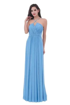 J'Adore Dresses - J11339 Crisscrossed Halter Strap Ruched Long Dress