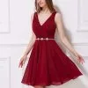 J'Adore Dresses - J12028 Knee Length Ruched Bodice Jeweled Dress