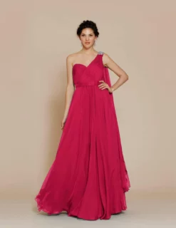J'Adore Dresses - J2042 Embellished One Shoulder Ruched Chiffon A-line Dress