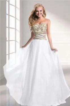 Janique - Beaded Strapless Sweetheart A-Line Chiffon Gown W319
