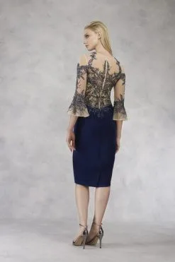 Janique - JA3010 Quarter Length Flounced Sleeve Adorned Sheath Dress -Hot Sale WEDDING Store janique ja3010 quarter length flounced sleeve adorned sheath dress special occasion dress 6584664031289