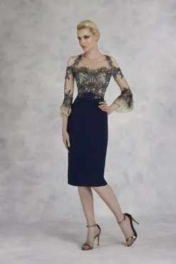 Janique - JA3010 Quarter Length Flounced Sleeve Adorned Sheath Dress -Hot Sale WEDDING Store janique ja3010 quarter length flounced sleeve adorned sheath dress special occasion dress 6584664129593