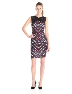 Jax - 1ZBJ93M Multi-Colored V Printed Dress - 1 Pc Blue Multi In Size 6 Available