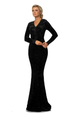 Johnathan Kayne - 2045 Embellished Long Sleeve V-neck Trumpet Dress -Hot Sale WEDDING Store johnathan kayne 2045 embellished long sleeve v neck trumpet dress special occasion dress 00 black 28248493621331
