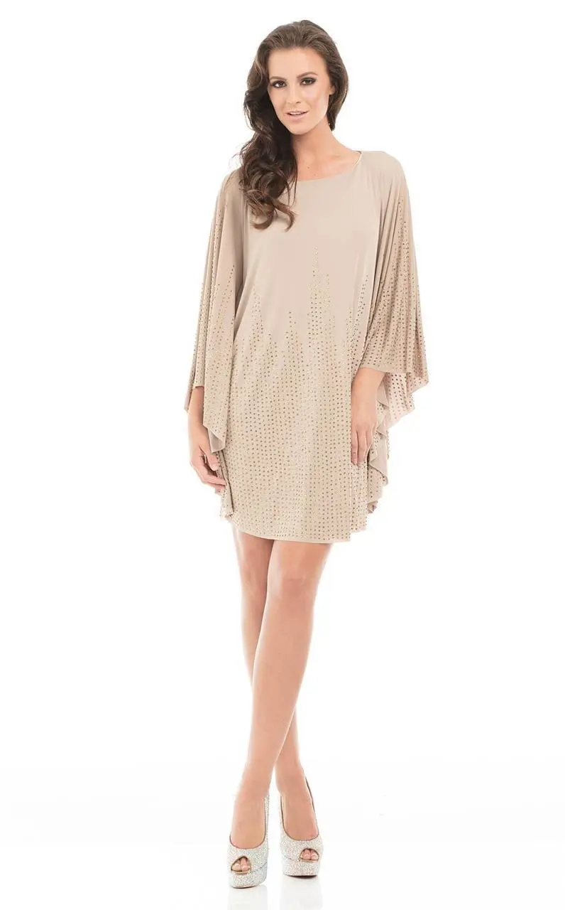 Johnathan Kayne - 7078 Sequined A-line Dress With Long Sleeves 4 Johnathan Kayne - 7078 Sequined A-line Dress With Long Sleeves - Image 4