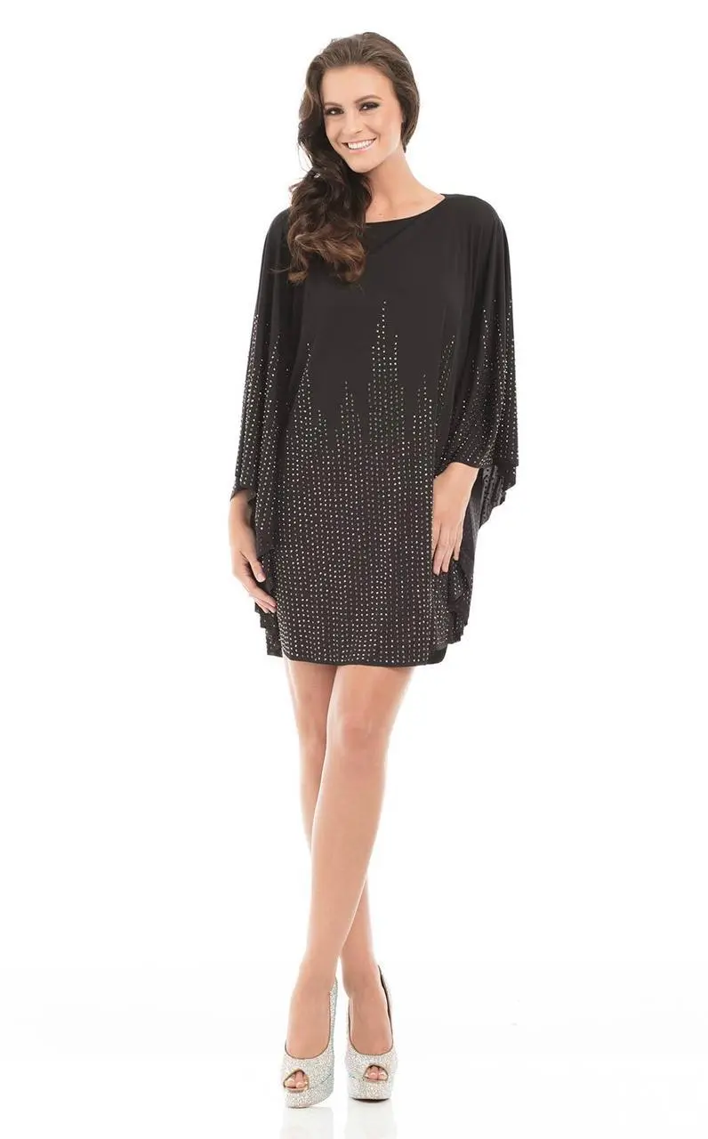 Johnathan Kayne - 7078 Sequined A-line Dress With Long Sleeves 1 Johnathan Kayne - 7078 Sequined A-line Dress With Long Sleeves