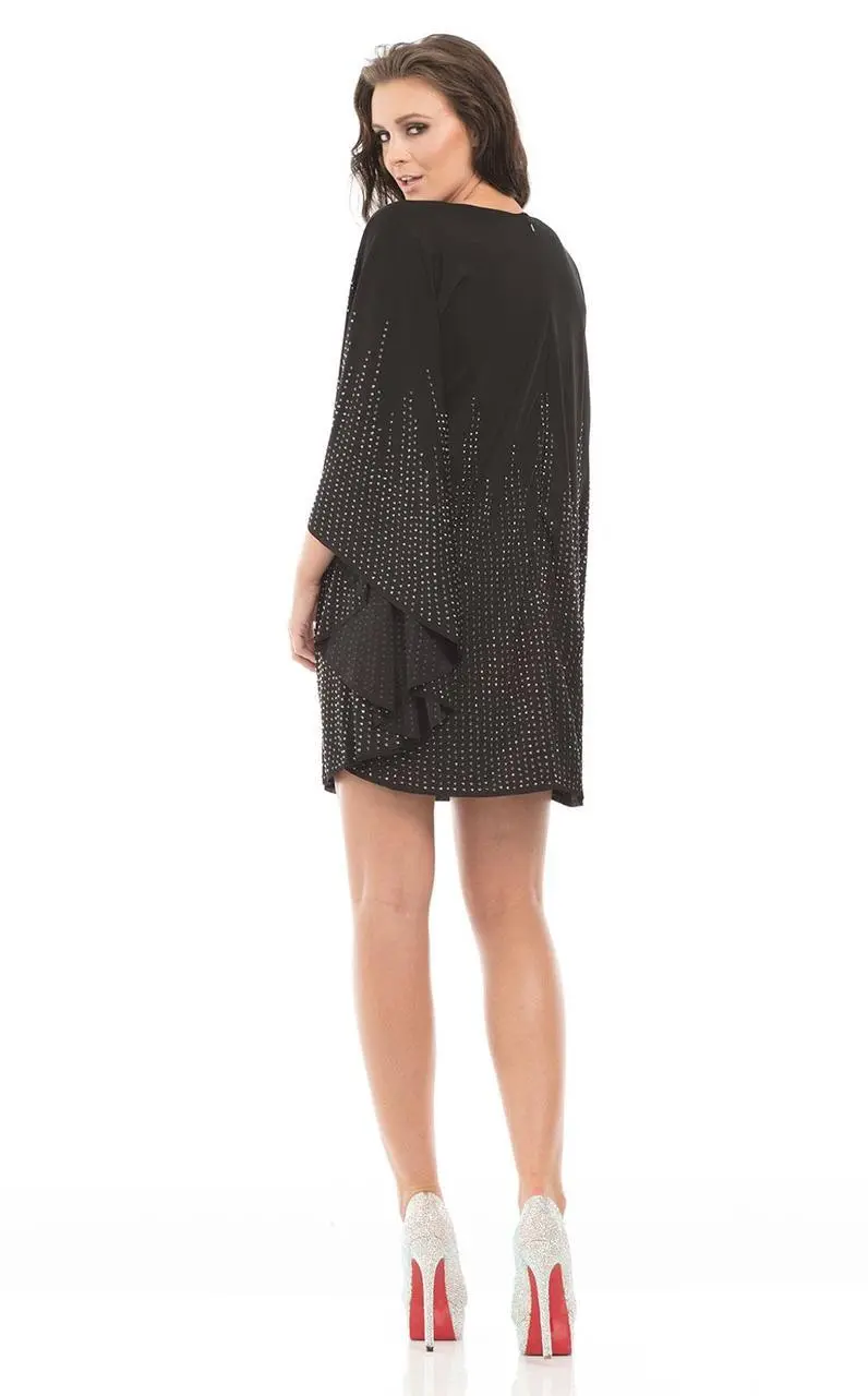 Johnathan Kayne - 7078 Sequined A-line Dress With Long Sleeves 2 Johnathan Kayne - 7078 Sequined A-line Dress With Long Sleeves - Image 2