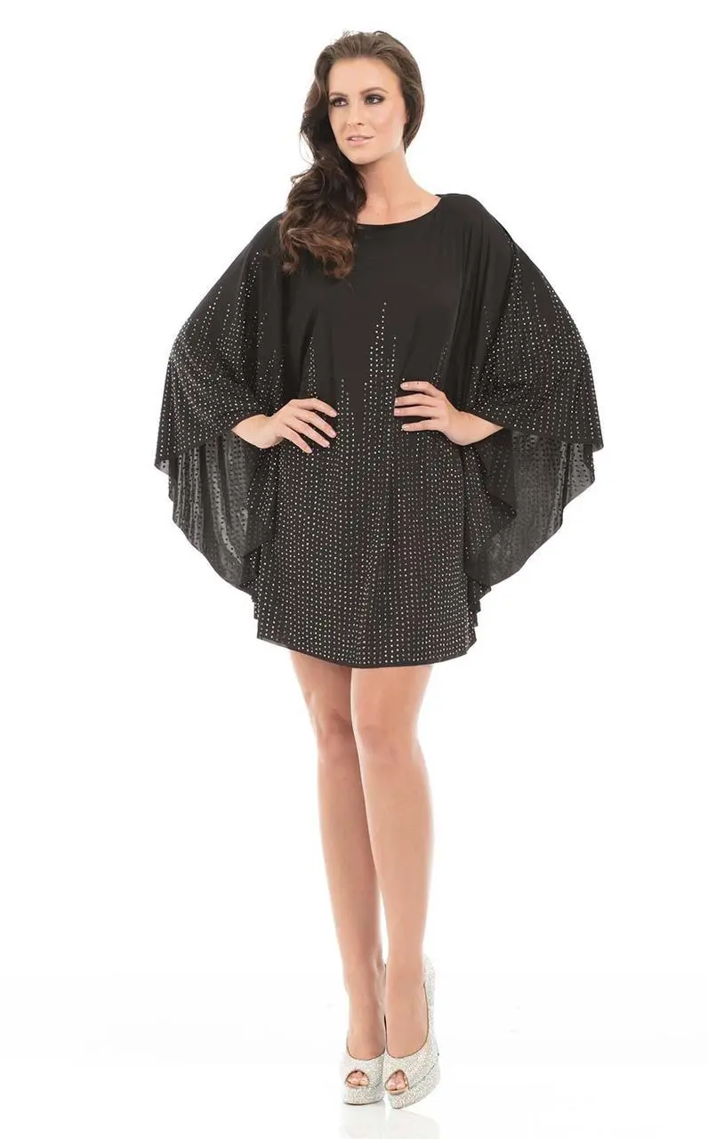 Johnathan Kayne - 7078 Sequined A-line Dress With Long Sleeves 3 Johnathan Kayne - 7078 Sequined A-line Dress With Long Sleeves - Image 3