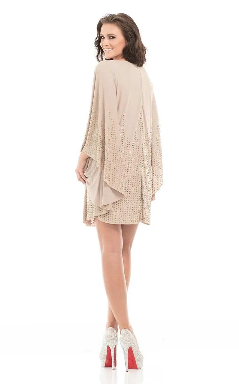 Johnathan Kayne - 7078 Sequined A-line Dress With Long Sleeves 5 Johnathan Kayne - 7078 Sequined A-line Dress With Long Sleeves - Image 5