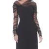Jovani - 03810 Shirred Illusion Long Sleeve Dress