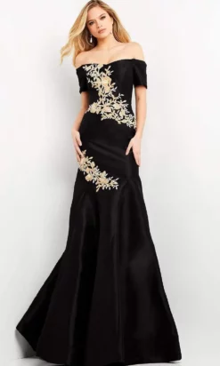 Jovani - 04814 Short Sleeve Off Shoulder Embroidered Trumpet Dress -Hot Sale WEDDING Store jovani 04814 short sleeve off shoulder embroidered trumpet dress evening dresses 28133268914259